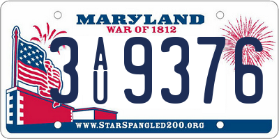 MD license plate 3AU9376