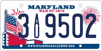 MD license plate 3AU9502