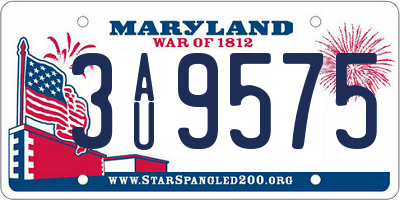 MD license plate 3AU9575
