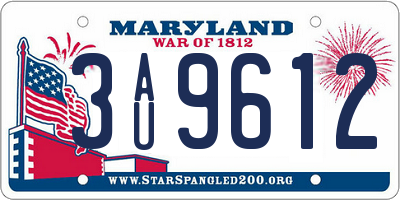 MD license plate 3AU9612
