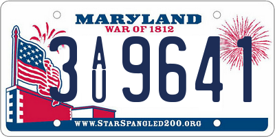 MD license plate 3AU9641