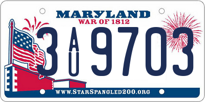 MD license plate 3AU9703