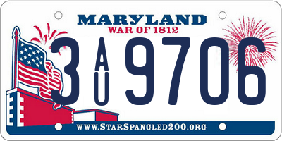 MD license plate 3AU9706