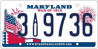MD license plate 3AU9736