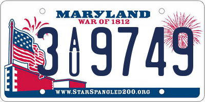MD license plate 3AU9749