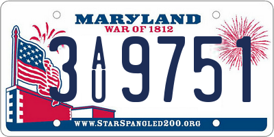 MD license plate 3AU9751