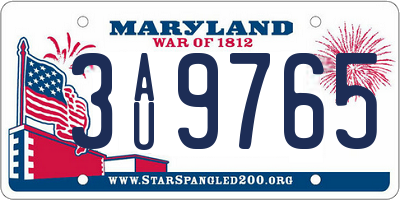 MD license plate 3AU9765