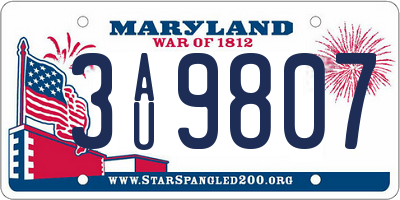 MD license plate 3AU9807