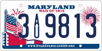 MD license plate 3AU9813