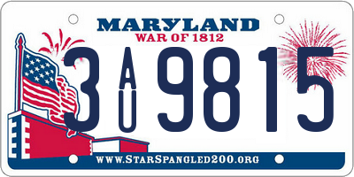 MD license plate 3AU9815