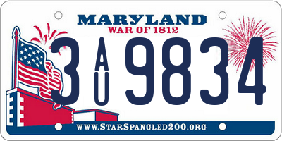 MD license plate 3AU9834