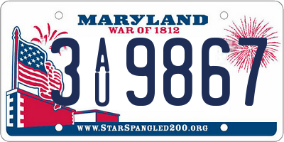 MD license plate 3AU9867