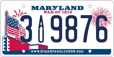MD license plate 3AU9876