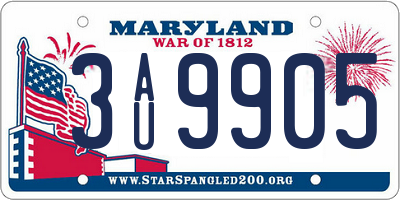 MD license plate 3AU9905