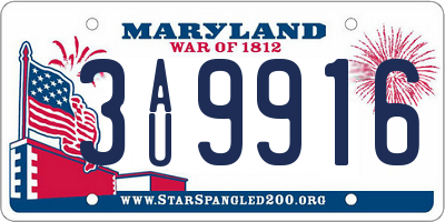 MD license plate 3AU9916