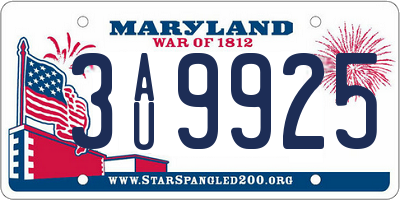 MD license plate 3AU9925