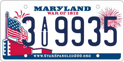 MD license plate 3AU9935