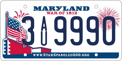 MD license plate 3AU9990