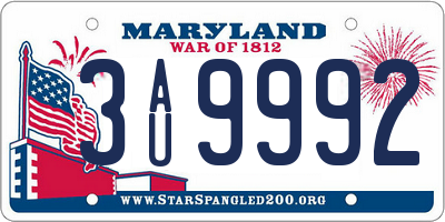 MD license plate 3AU9992