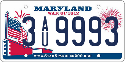 MD license plate 3AU9993