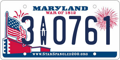 MD license plate 3AW0761