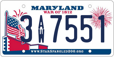 MD license plate 3AW7551