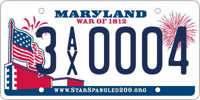 MD license plate 3AX0004