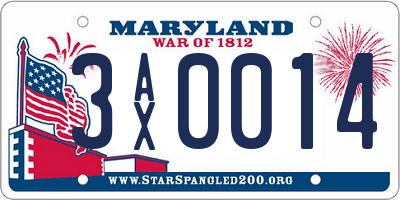 MD license plate 3AX0014