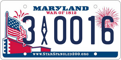 MD license plate 3AX0016