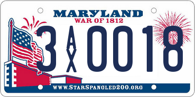 MD license plate 3AX0018