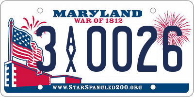 MD license plate 3AX0026