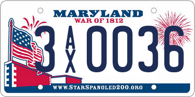 MD license plate 3AX0036