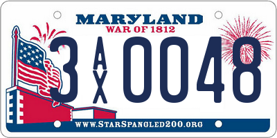 MD license plate 3AX0048