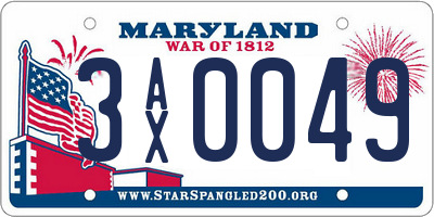 MD license plate 3AX0049