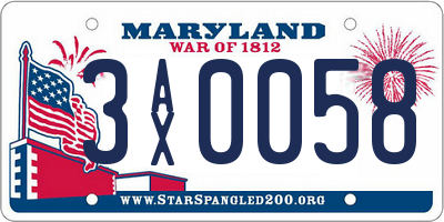 MD license plate 3AX0058