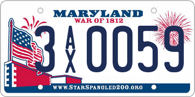 MD license plate 3AX0059