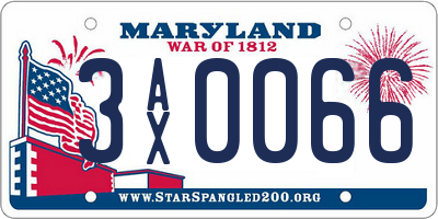 MD license plate 3AX0066