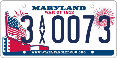 MD license plate 3AX0073