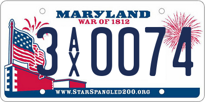 MD license plate 3AX0074