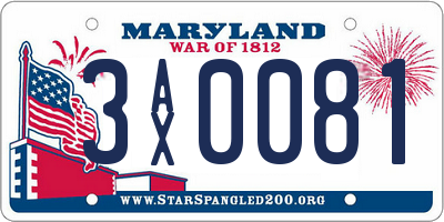 MD license plate 3AX0081