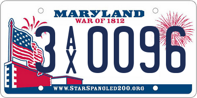 MD license plate 3AX0096