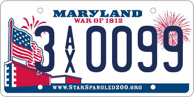 MD license plate 3AX0099