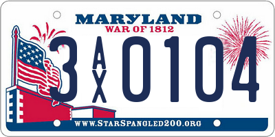 MD license plate 3AX0104