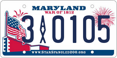 MD license plate 3AX0105
