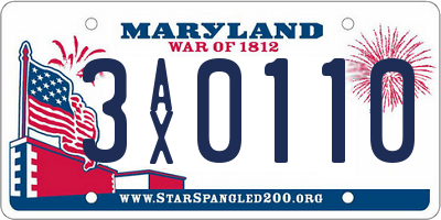 MD license plate 3AX0110
