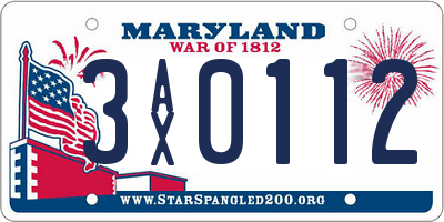 MD license plate 3AX0112