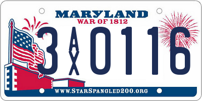 MD license plate 3AX0116