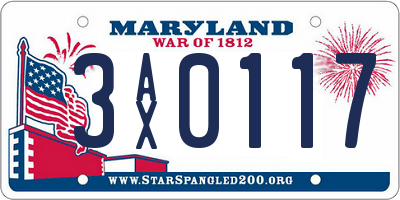 MD license plate 3AX0117
