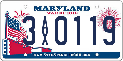 MD license plate 3AX0119