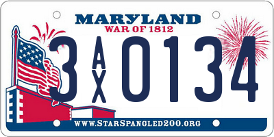 MD license plate 3AX0134